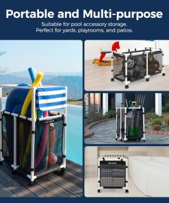 Alternative view of 105-Gallon Pool Storage Bin for Swim Gear. Basic Style | UV & Tear-Resistant Textilene. Easy Setup. Pool Toys. Floats & Towels Organizer. Up to 110 lb. 6 Locking Wheels